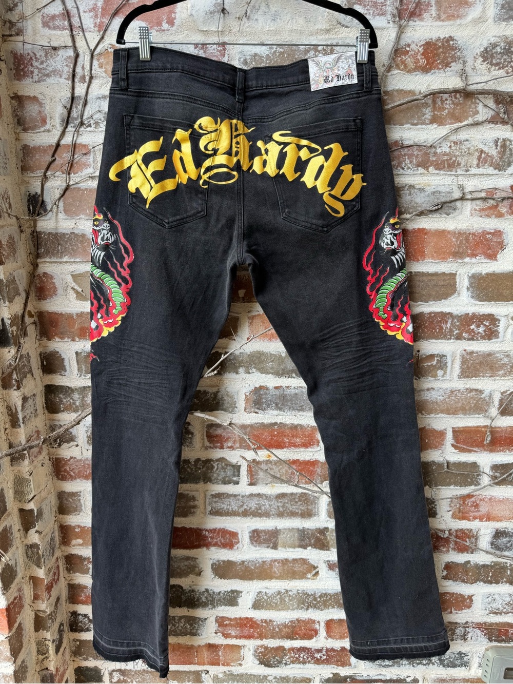 ✧ ED HARDY ✧Tattoo Flash Dragon Embroidered Bootcut Jeans